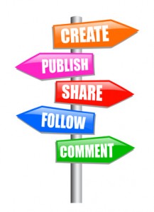 Blogging guidepost, vector illustration