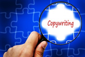 Copywriting word. Magnifier and puzzles.