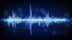 blue audio waveform background